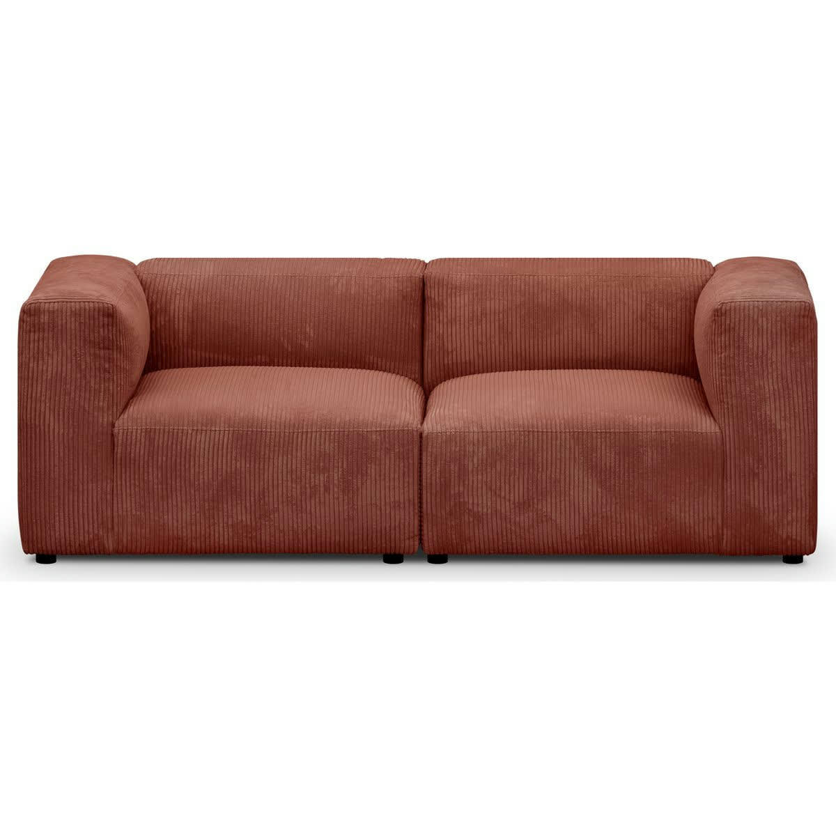 MODULO NEW - Canapé modulable 3 places en velours côtelé rouille