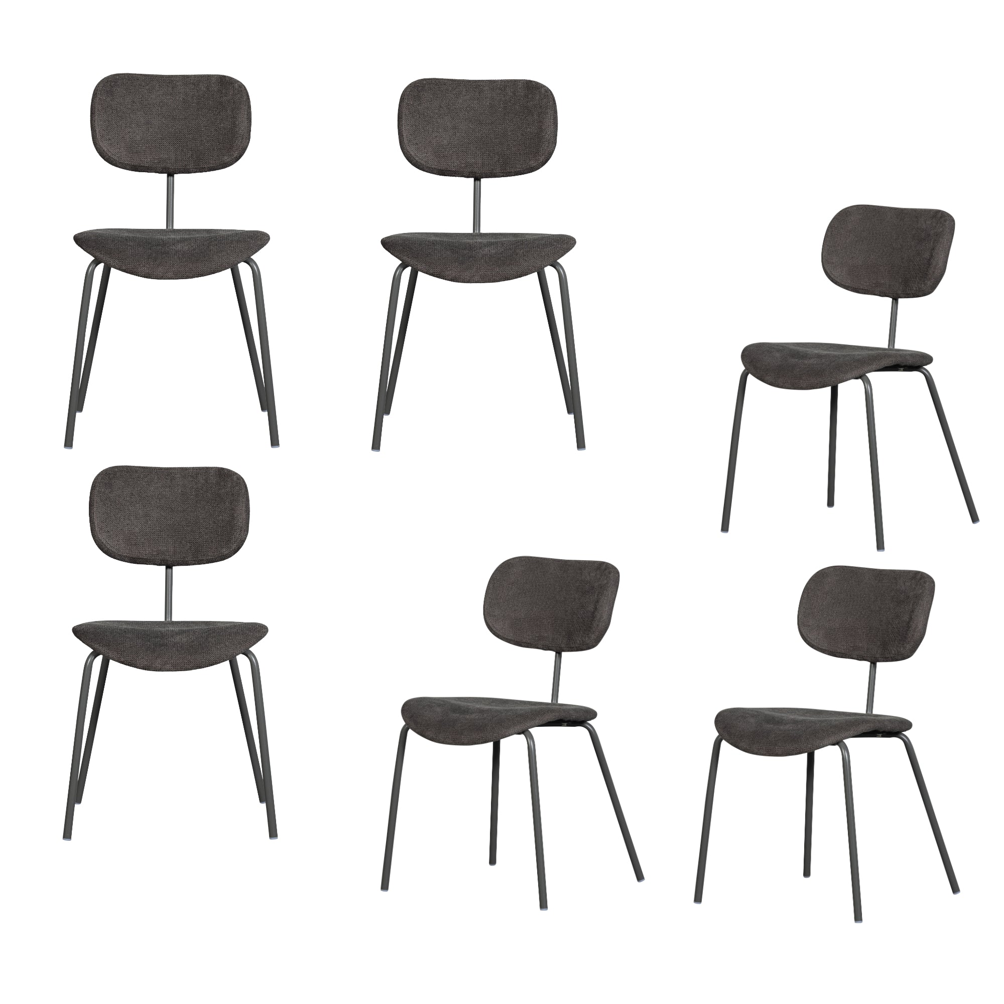 WOOOD eetkamerstoelen Link - Polyester - Bruin/Grijs - Set van 6