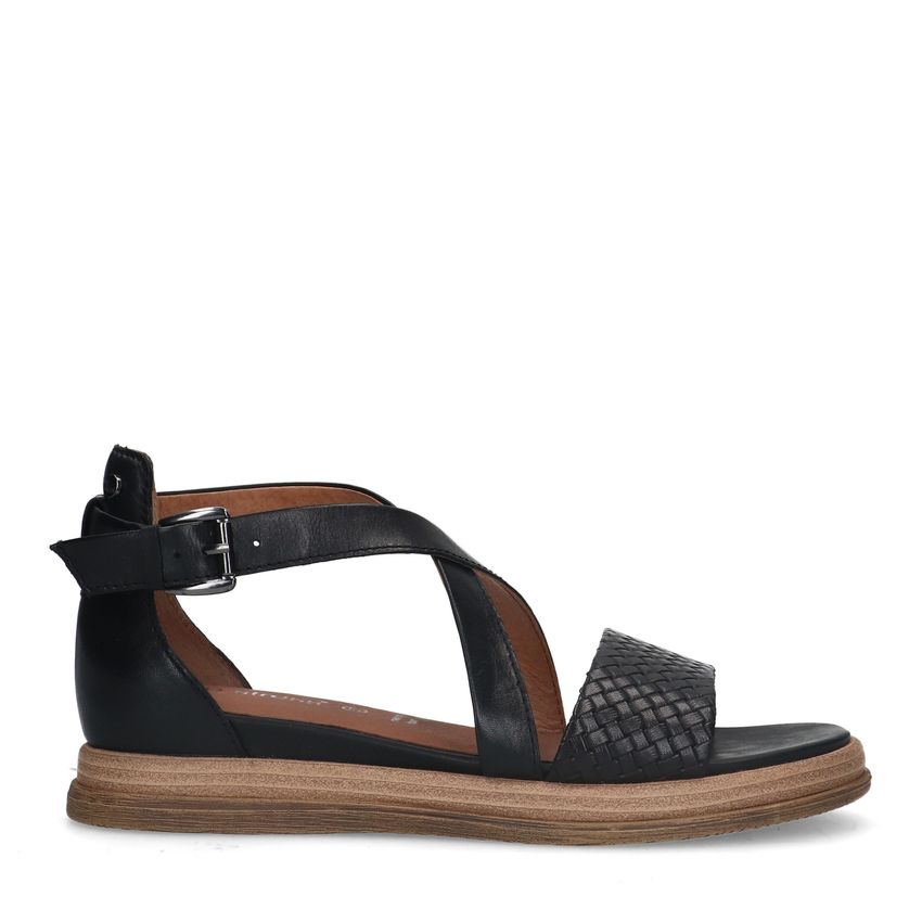 No Stress Zwarte leren sandalen