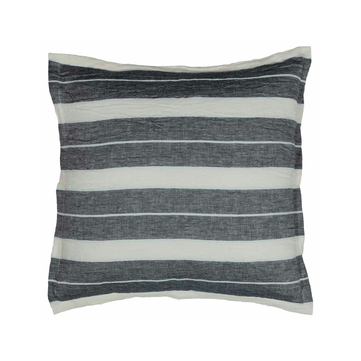 TEKSADA HORIZON - 2 taies d'oreiller en lin lavé/coton Anthracite 65x65 cm