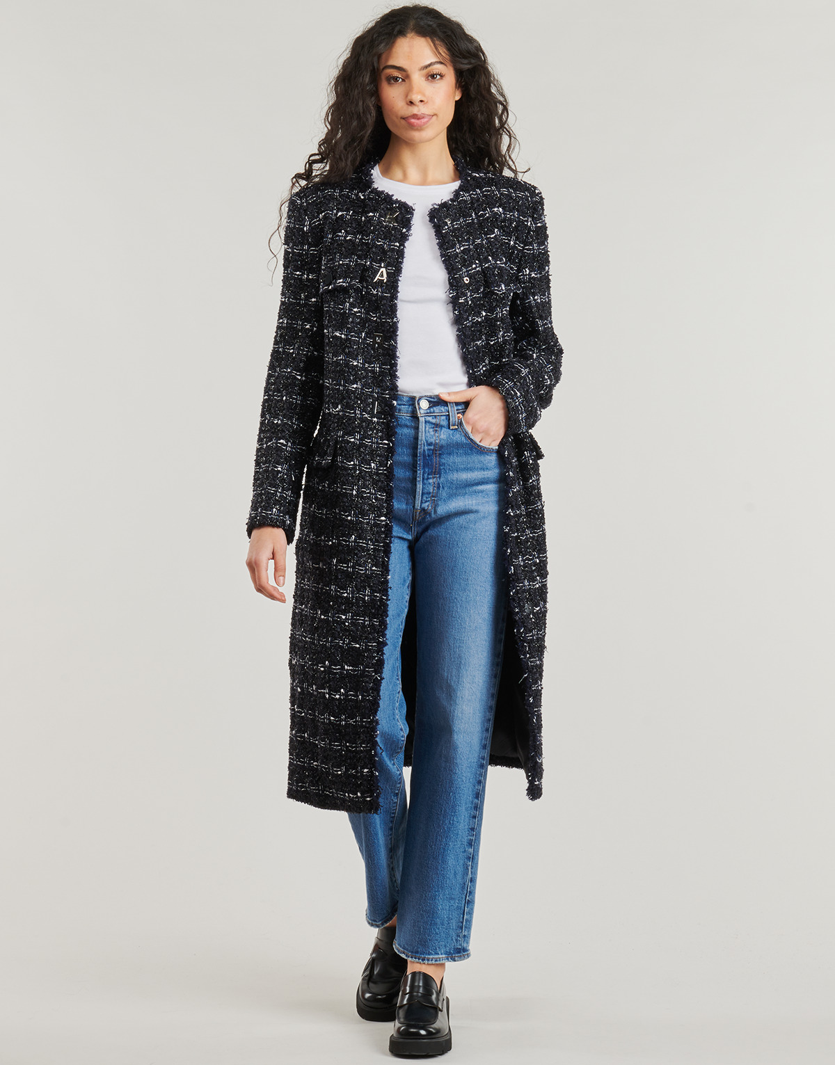 Karl Lagerfeld - BOUCLE LONG JACKET - Blue / Dark / Black