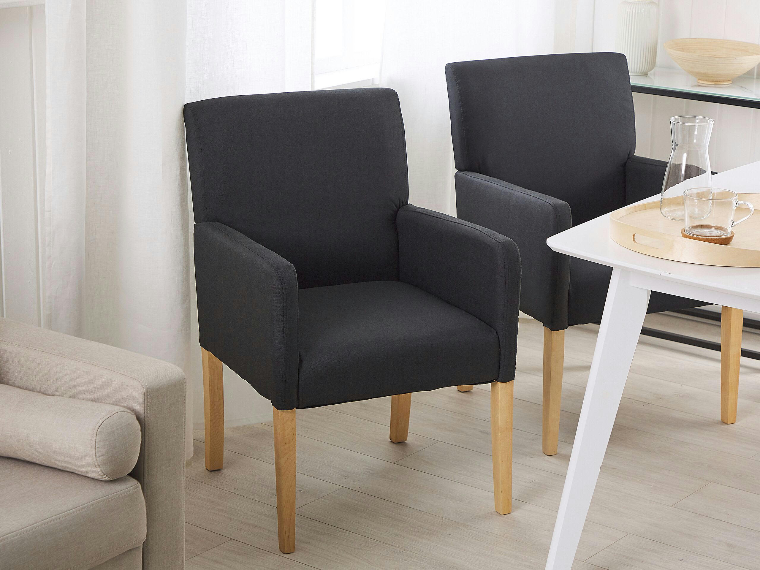 ROCKEFELLER - Chaise de salle à manger en tissu noir