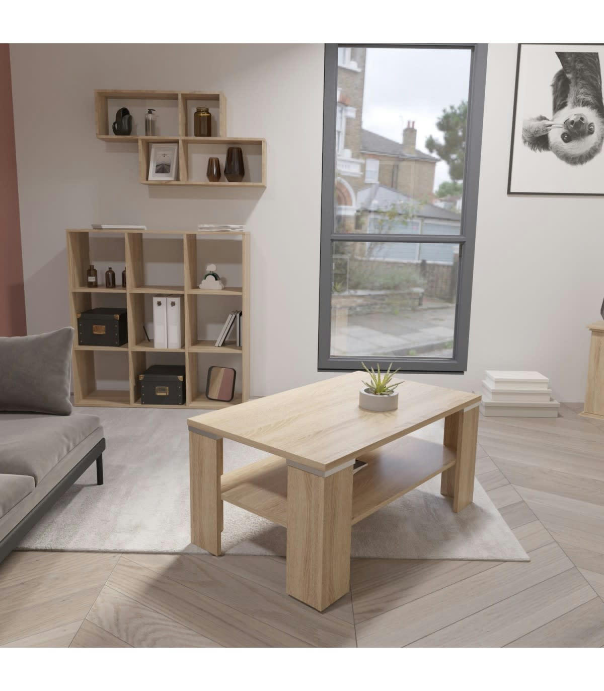 BASTIA - Table Basse 1 Étagère H46 cm