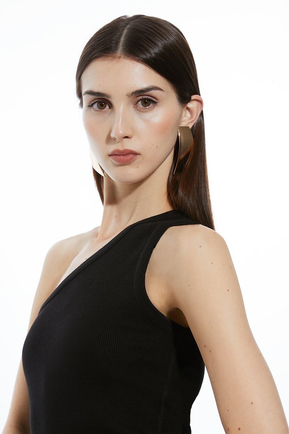 KarenMillen Compact Jersey Rib Asymmetrical Top