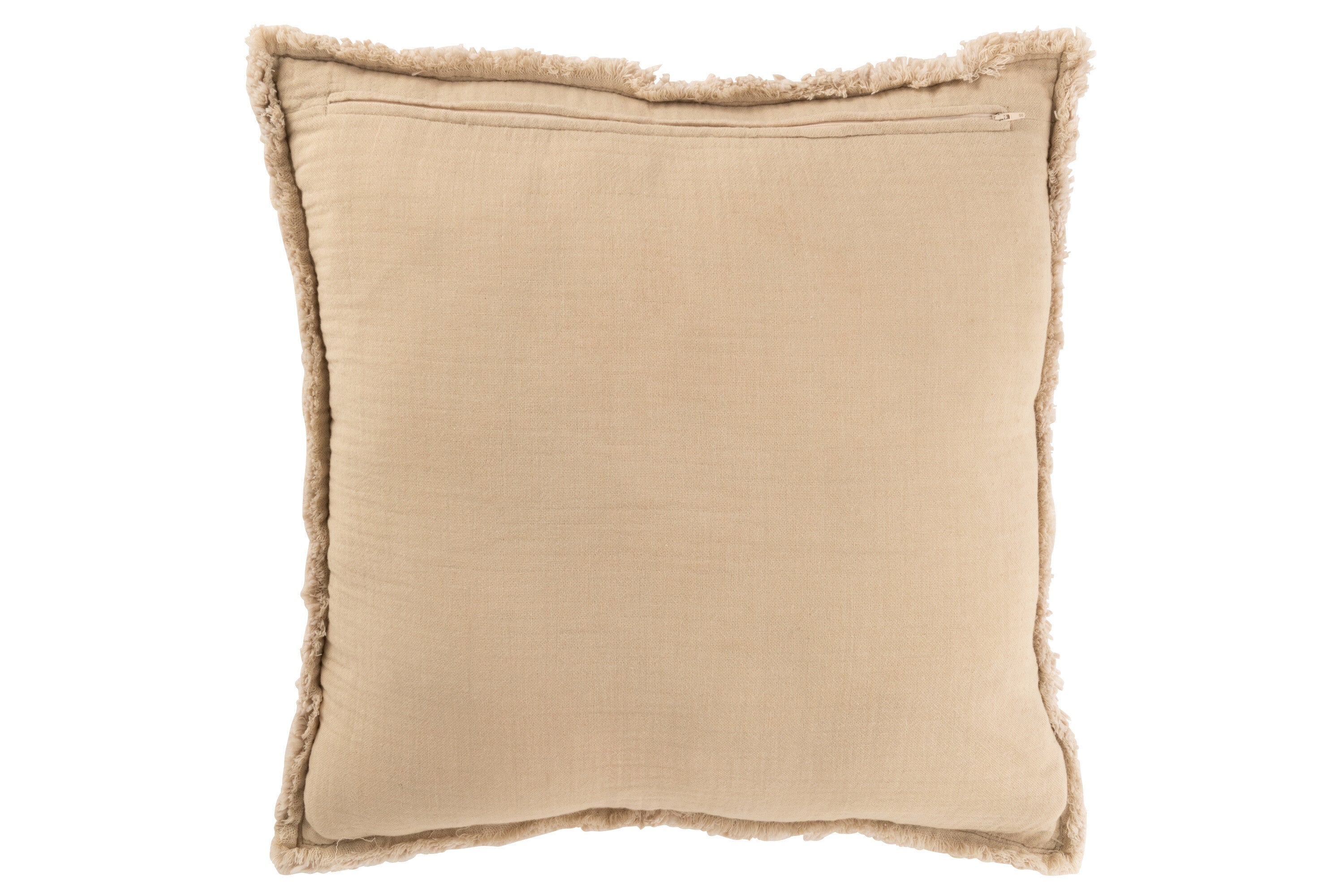 J-Line kussen Gerafelde Randen - katoen polyester - beige