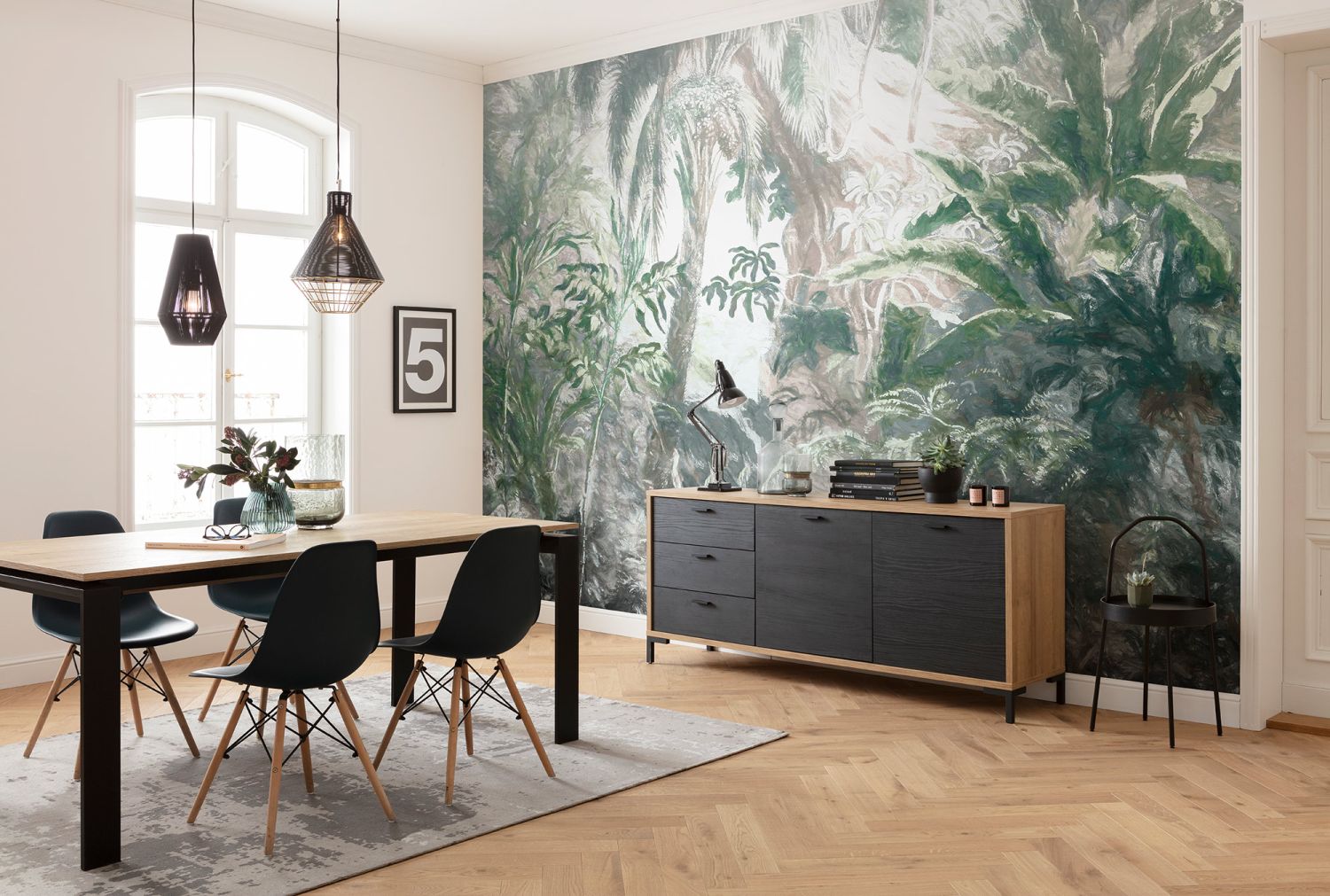 Komar fotobehang jungle-motief groen en grijs - 350 x 250 cm - 610014