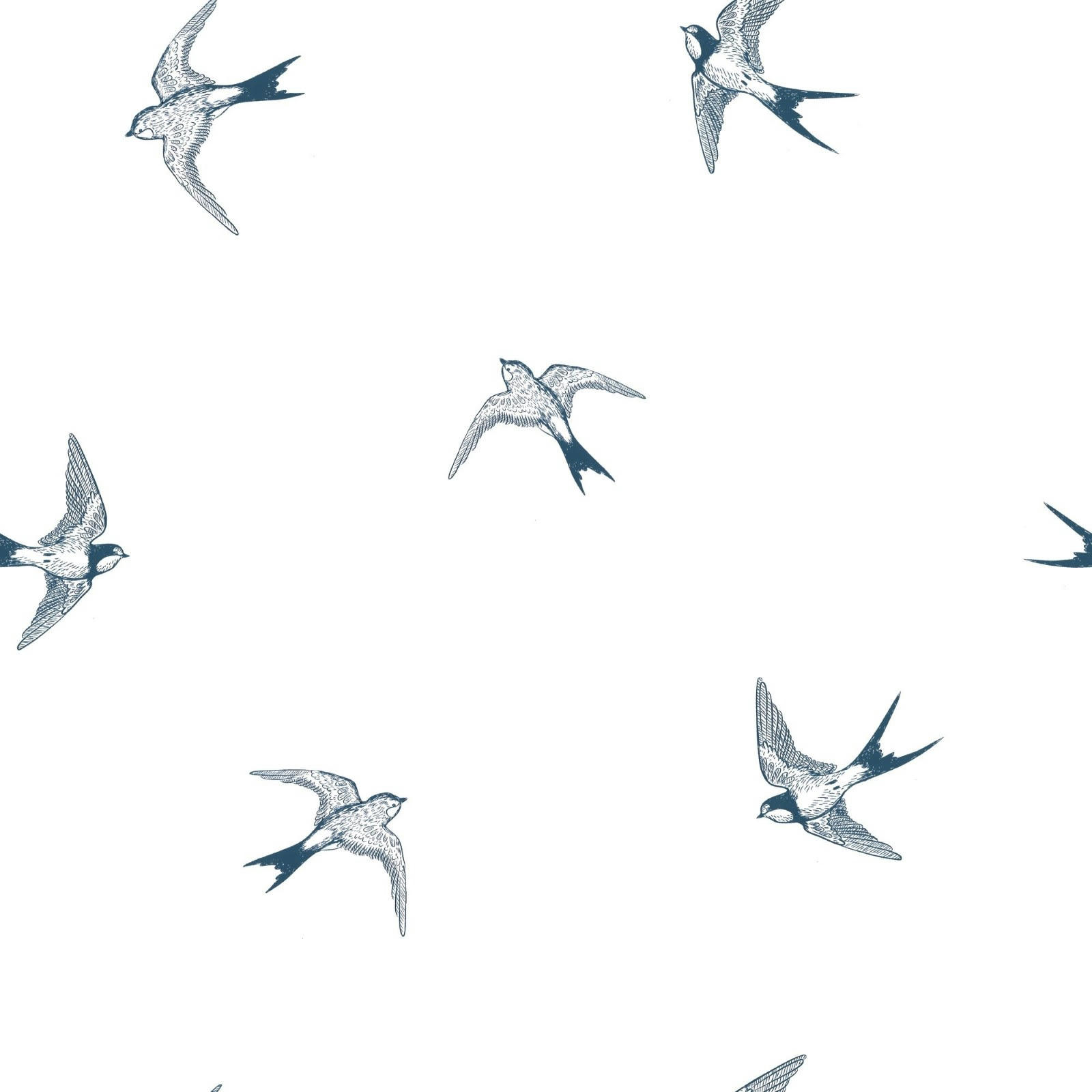 - Papier peint intissé hirondelles bleu 1005x52cm