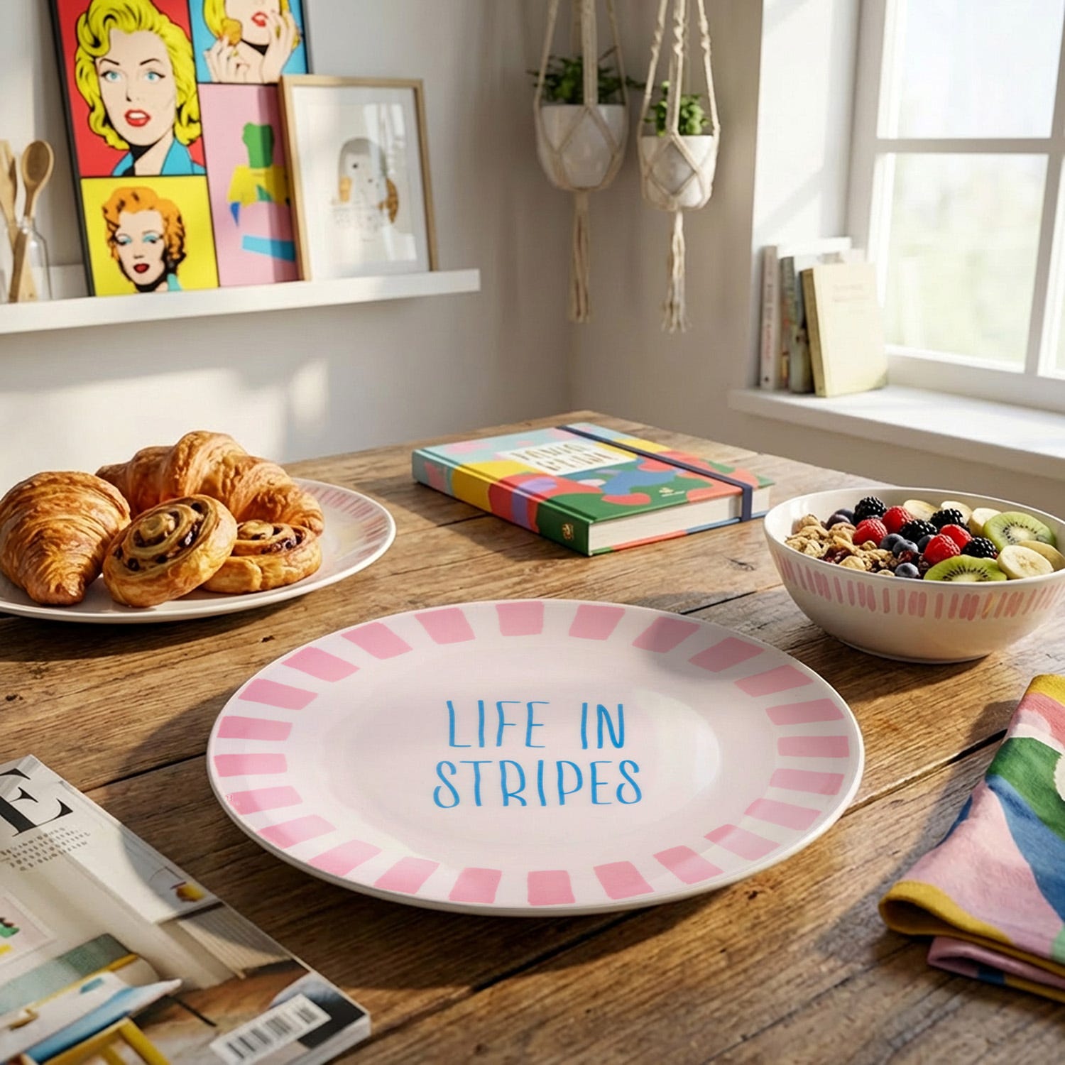 Piatto dolce ceramica Life in Stripes Color Bloom