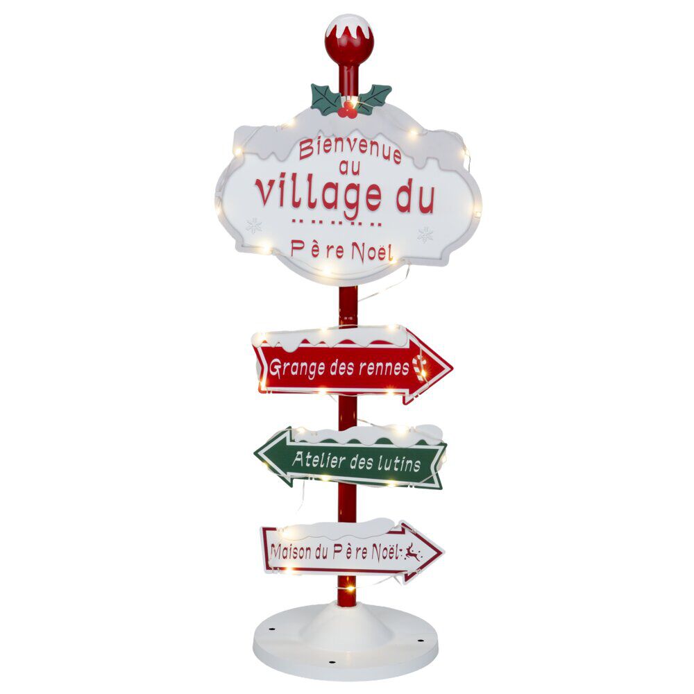 Pancarte de No&euml;l décorative lumineuse 32LED solaire H93cm