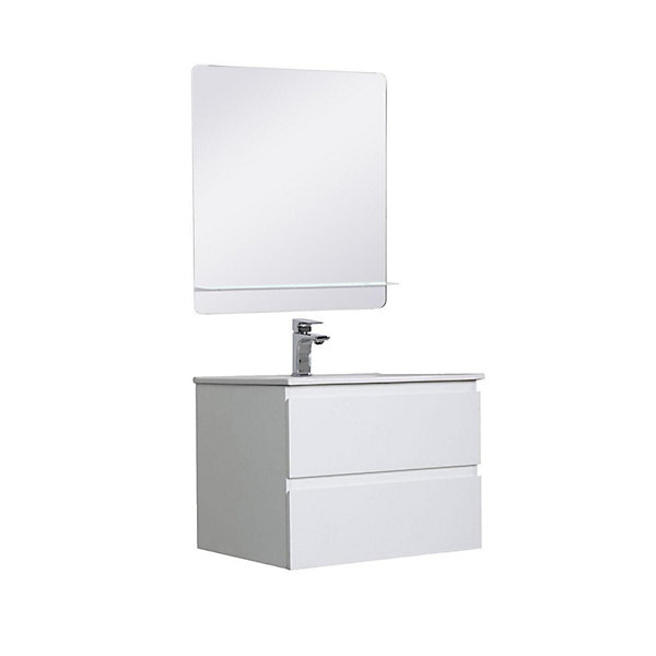Ensemble meuble simple vasque SORRENTO 60 cm   robinet   miroir