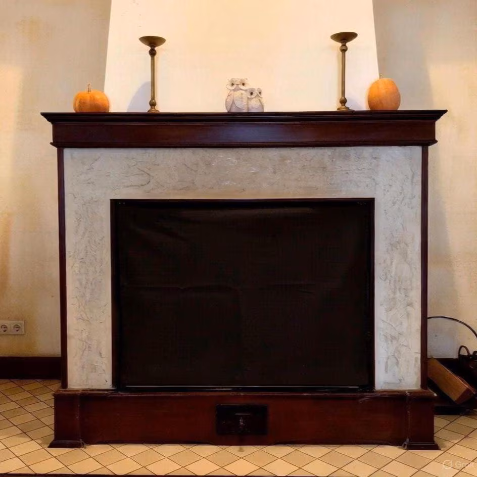 CUSTOM Magnet Fireplace Screen, Fireplace Fabric Cover With Slimtex Insulation
