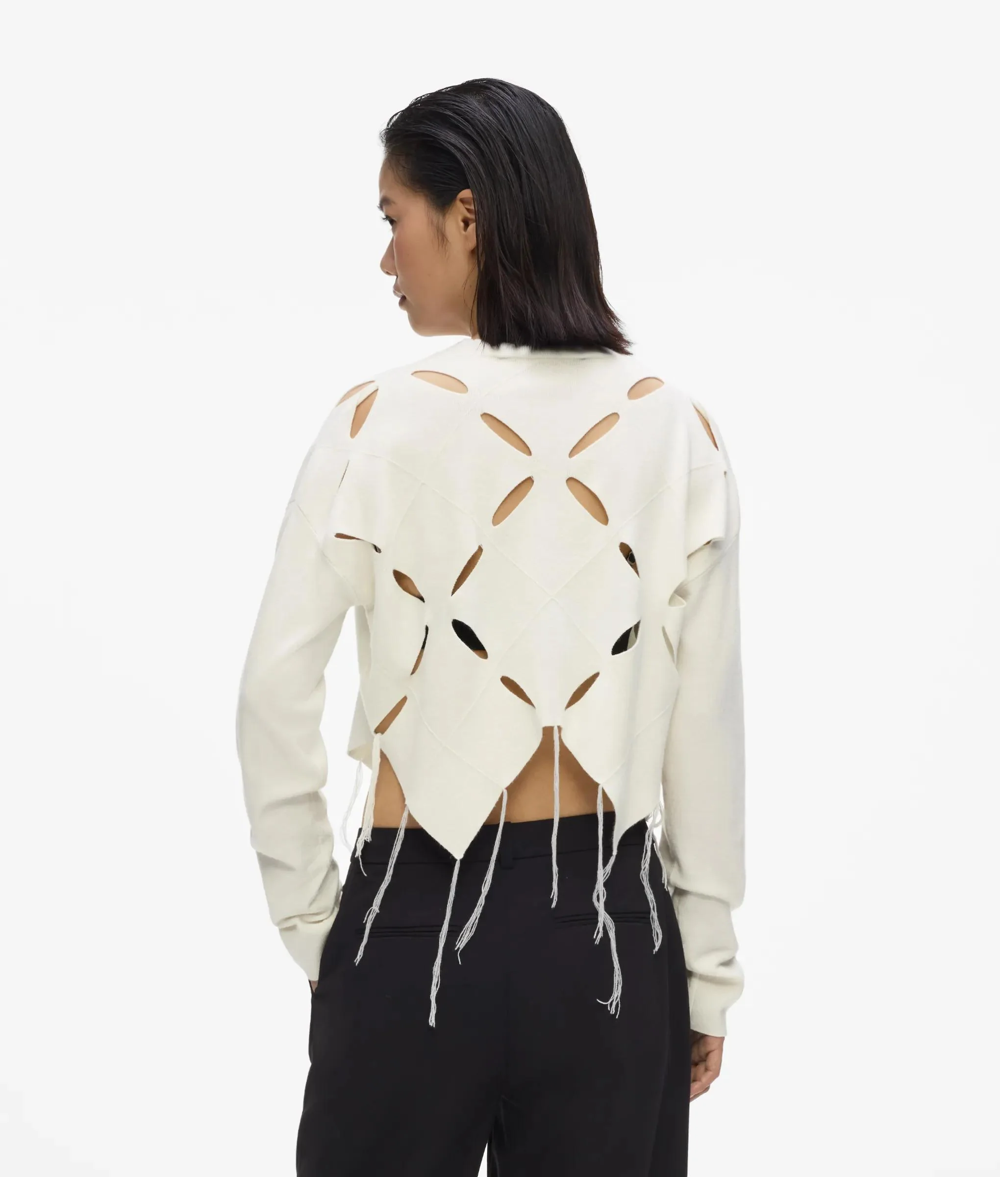 Haut tricoté à motif argyle avec découpes