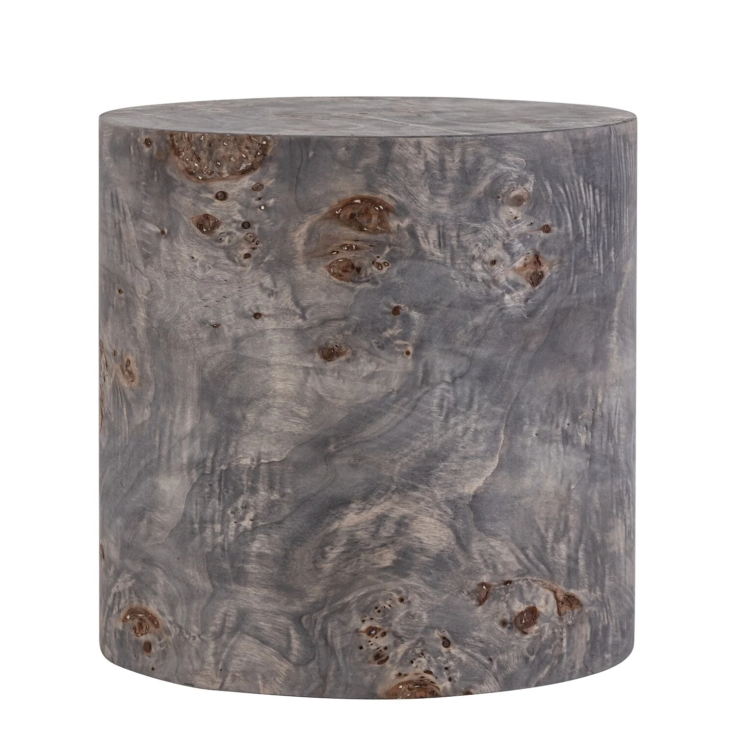 Round Charcoal Finish Veneer Side Table