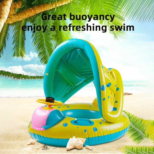 NNEOBA Baby Inflatable Swim Ring with Steering Wheel & Horn