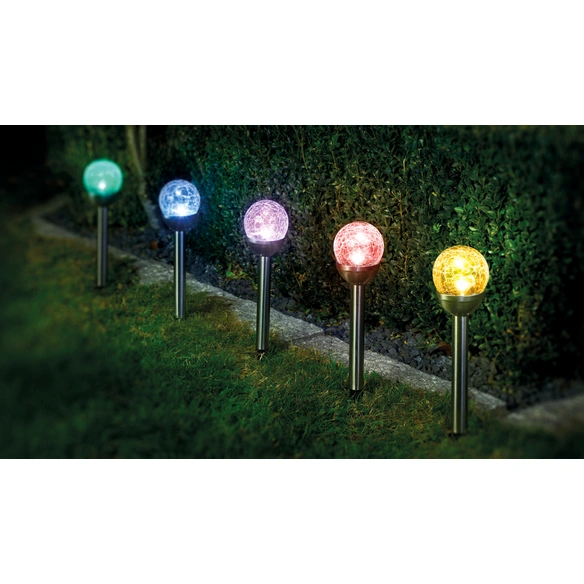 LED-Solarleuchte »Viska«, ØxH: 8 x 38 cm, RGB-Farbwechsel, Dämmerungssensor, silber