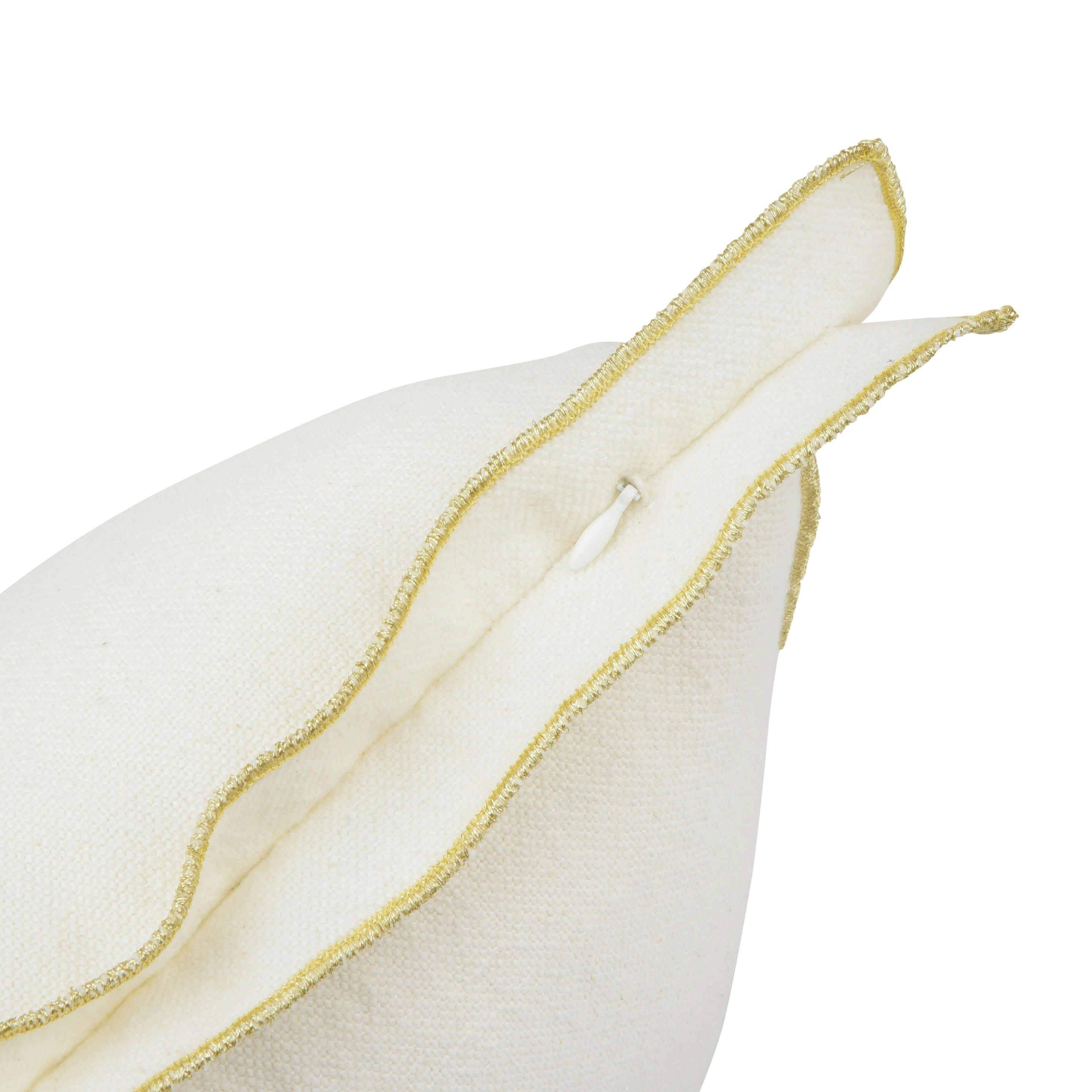 DAISEI - Housse de coussin en coton et lin blanc et doré 40x40