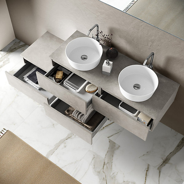 Ensemble de salle de bain double vasque 8 pièces ASTRA havane