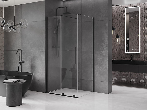 Mexen Velar cabine de douche coulissante 90 x 110 cm, transparente, noire - 871-090-110-01-70