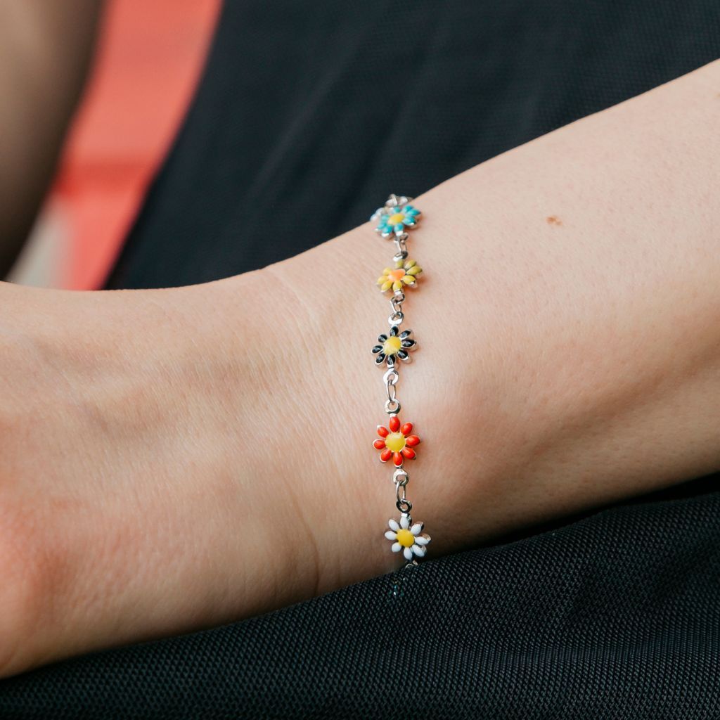 The Colourful Aura Colourful Rainbow Sun Flower Charm Indie Daisy Floral Summer Boho Bracelet