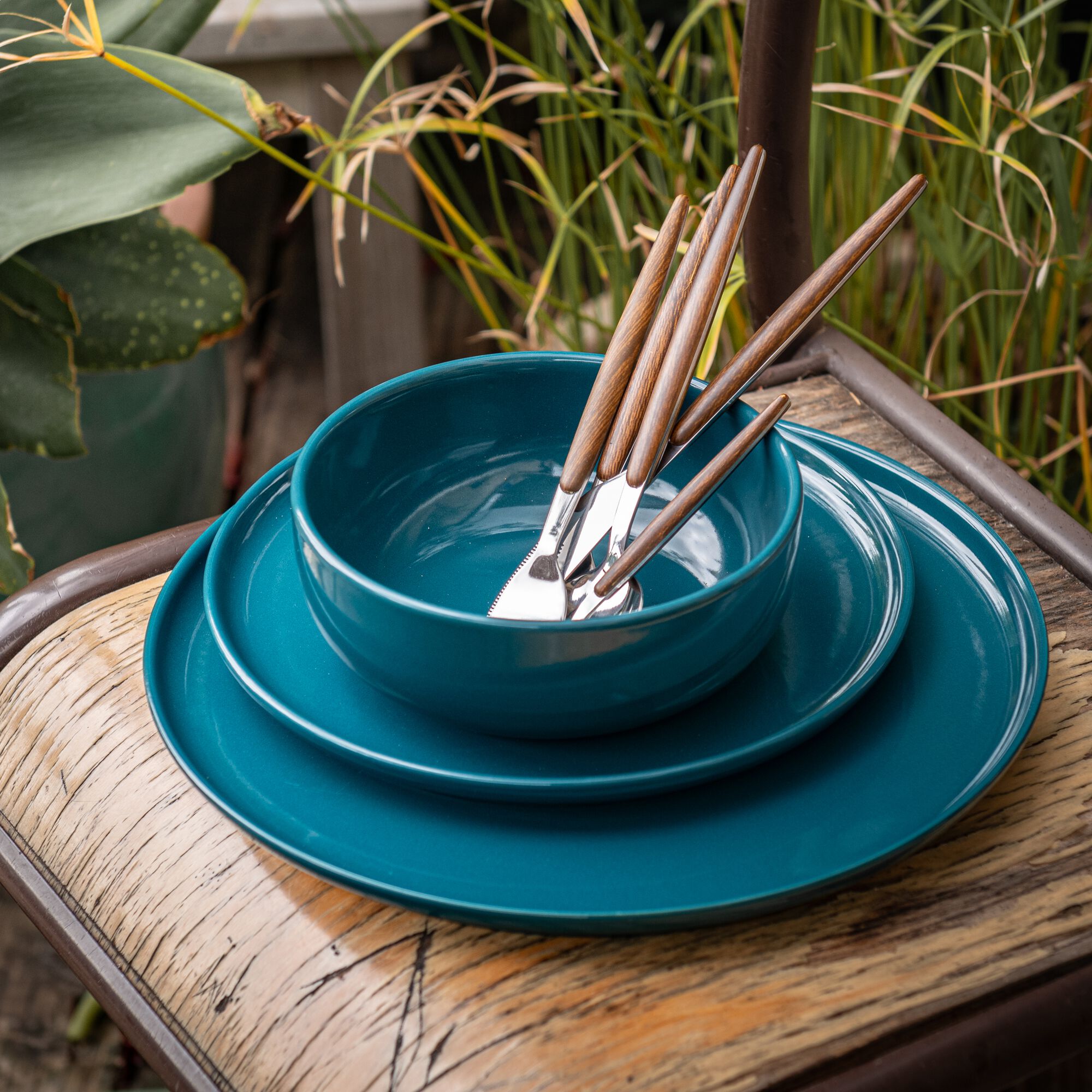 SELMA - Assiette à dessert en faïence D22,3cm - bleu figuerolles
