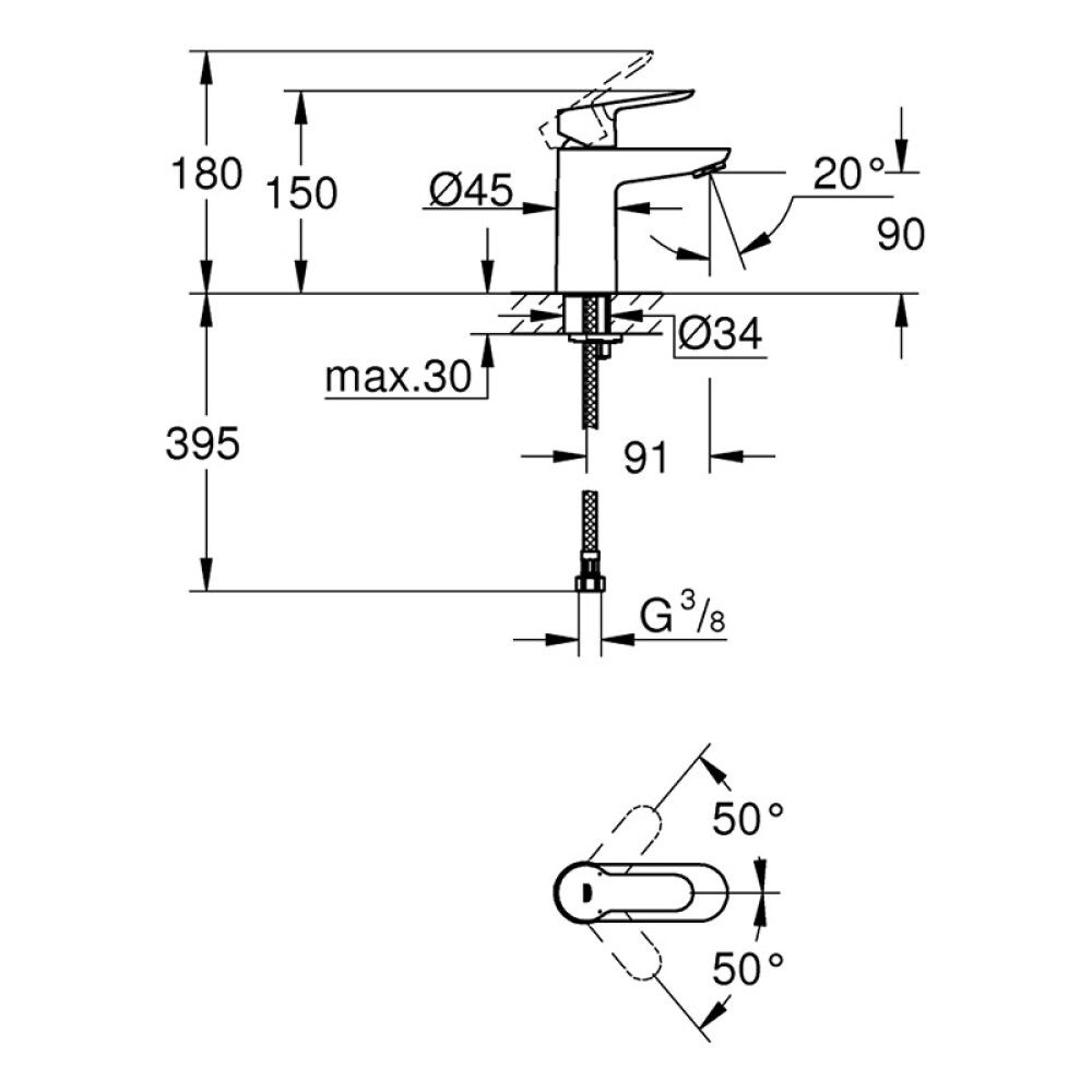 SERVANTBATTERI GROHE START EDGE KROM