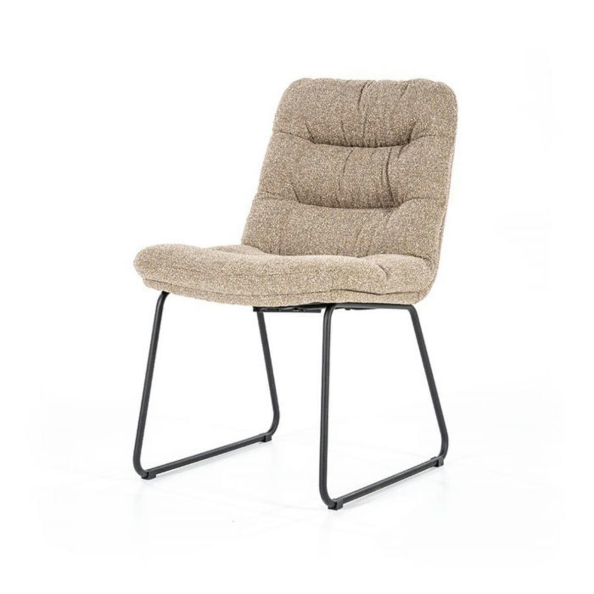 ISOR - Chaise moderne rembourrée en tissu matelassé beige