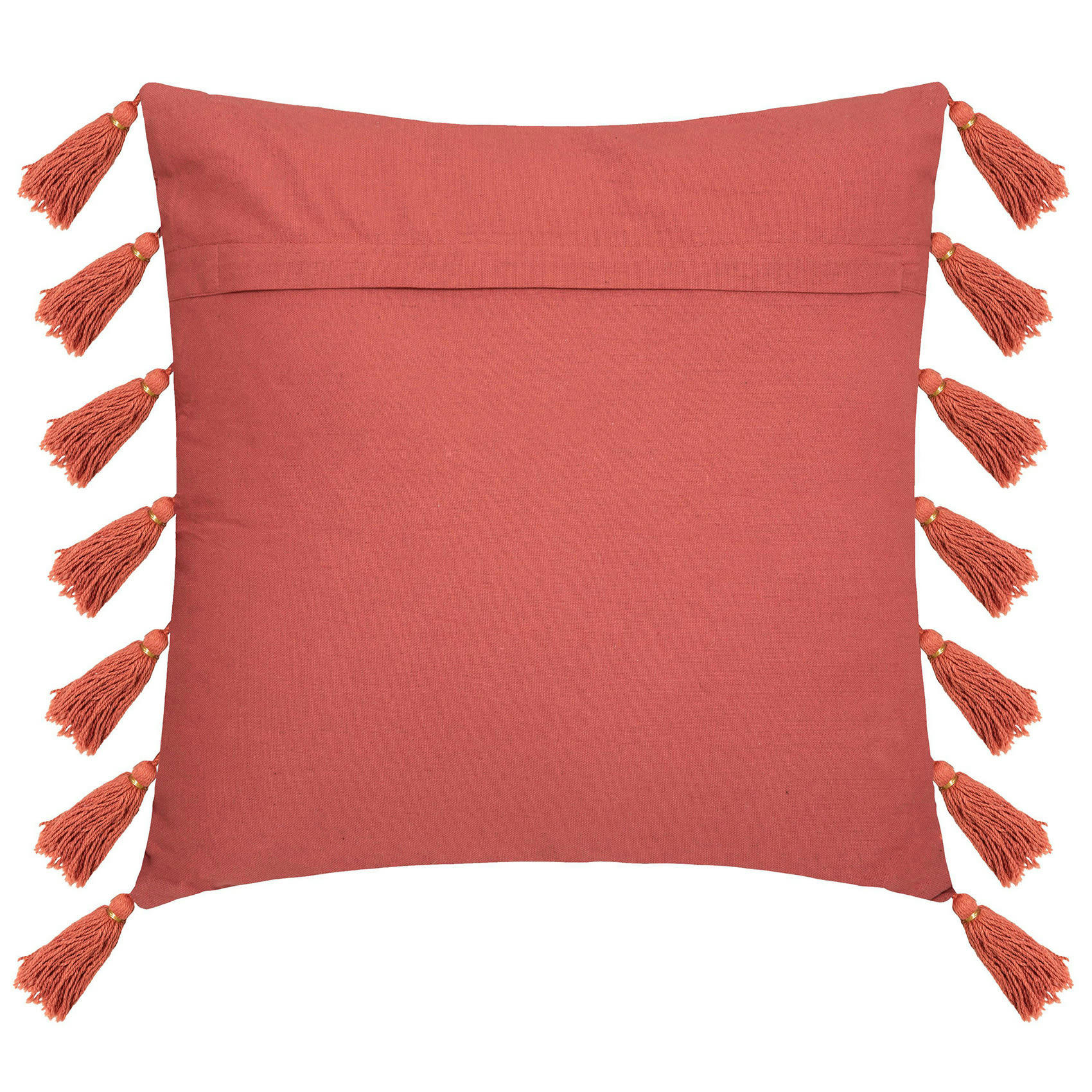 - Coussin gypsy avec pompons coton terracotta 50x50 cm