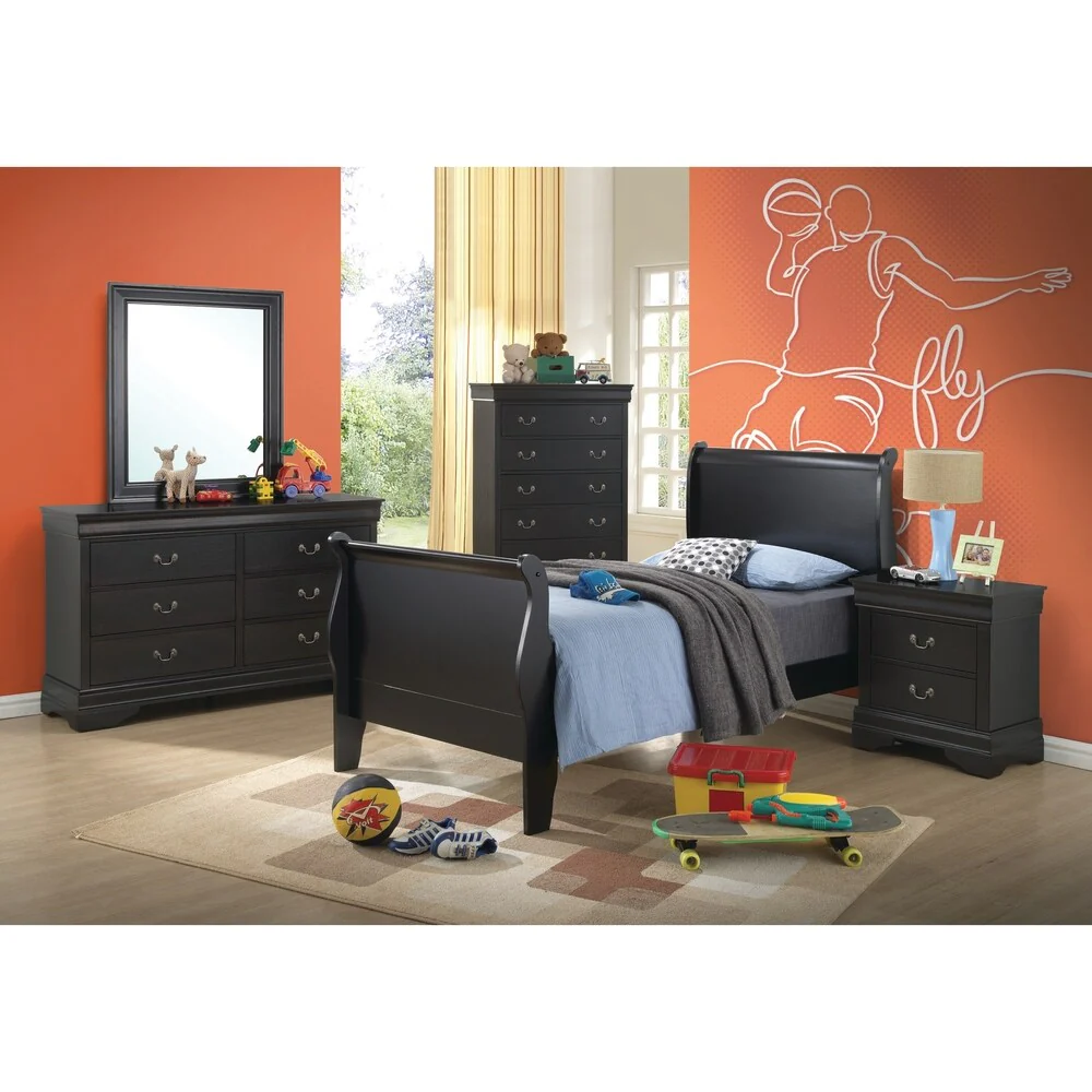 Louis Philippe Black 4-piece Bedroom Set