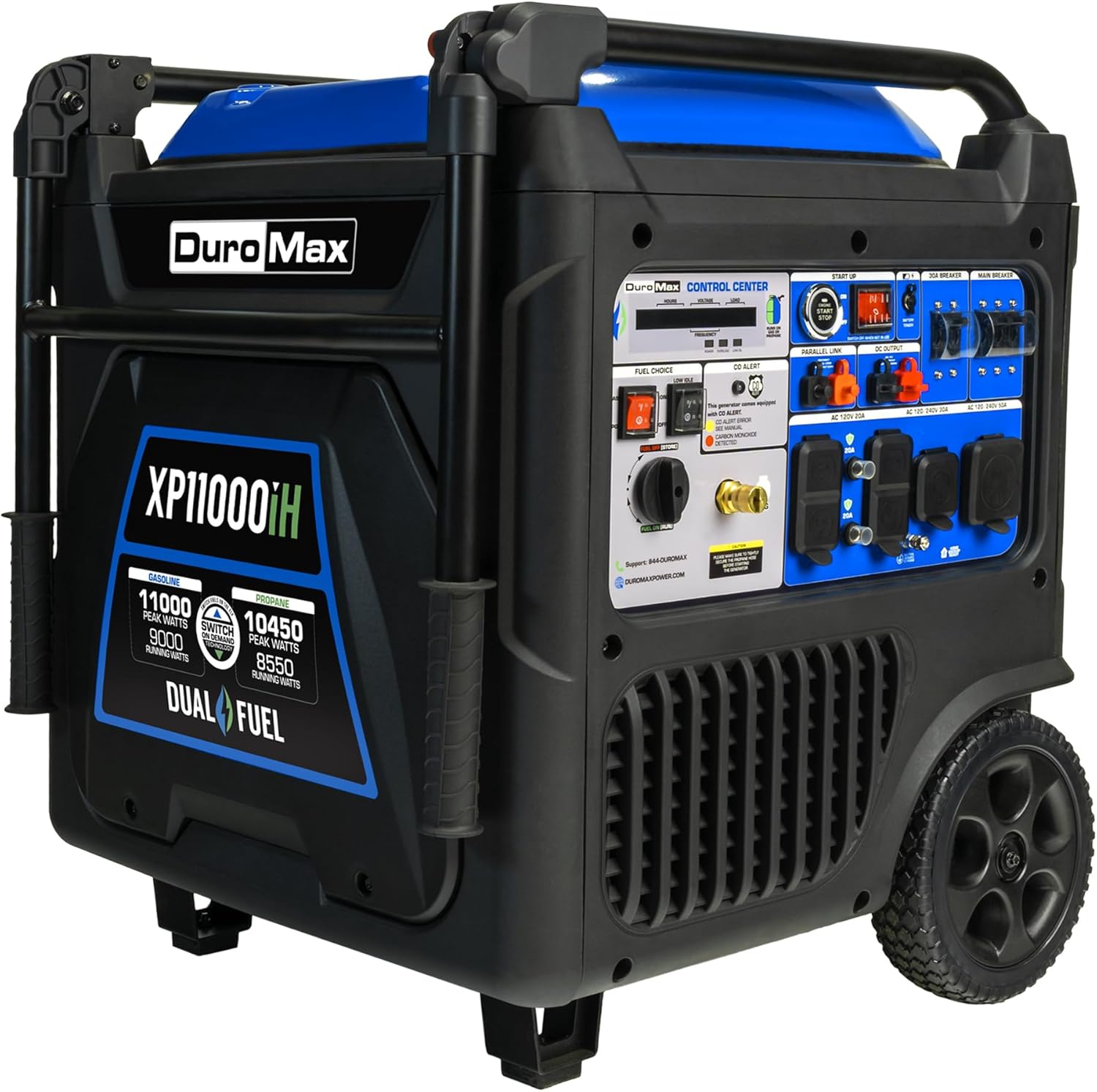DuroMax XP11000iH 11 000-Watt Dual Fuel Portable Digital Inverter Generator - Gas & Propane  Remote Electric Start  Transfer Switch Ready  RV & Emergency Ready