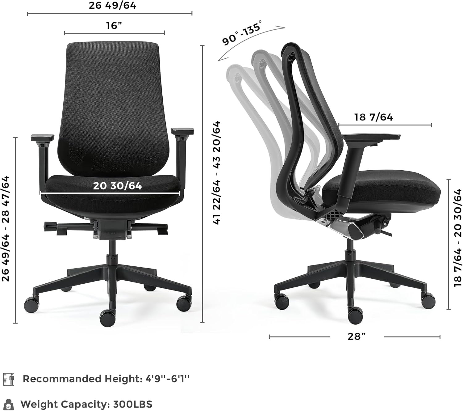 EUREKA ERGONOMIC Lira Office Chair, Ergonomic Desk Chair with 3D Armrests, Adjustable Seat Depth, Mesh Computer Chair with Lumbar Support for Home Office(Black)