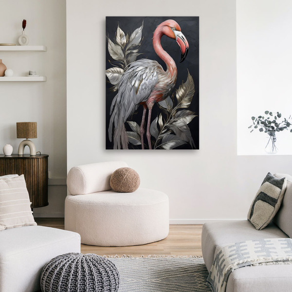 Feeby Obraz na płótnie, Flaming Ptaki Srebro Zwierzęta 40x60