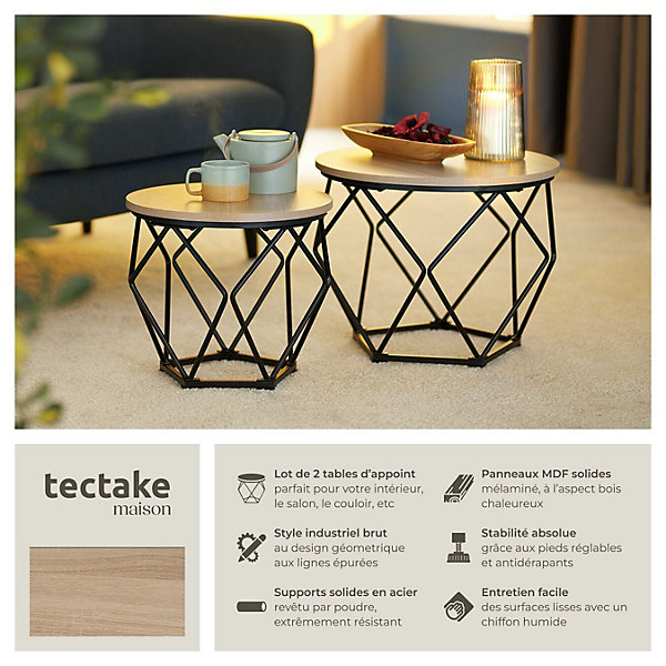 Ensemble de 2 Tables basses Style industriel