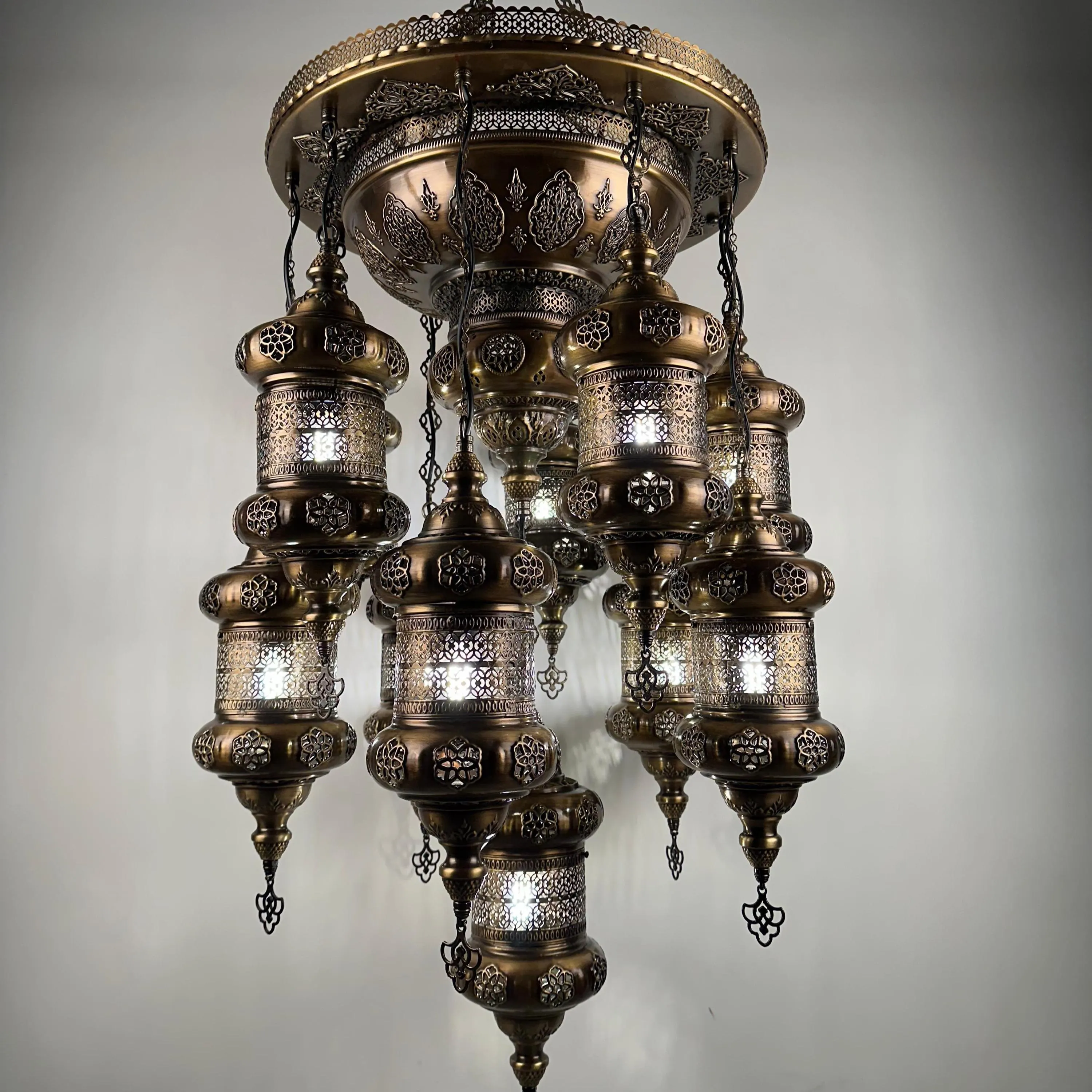 Large Ottoman Chandelier: Laser Cut Metal Moroccan Lamp