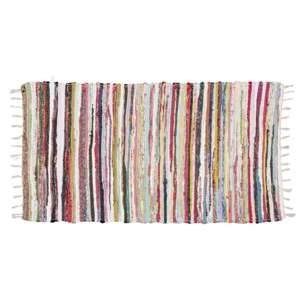 Tapis rectangulaire déco chindi rayures multicolores 60x80cm