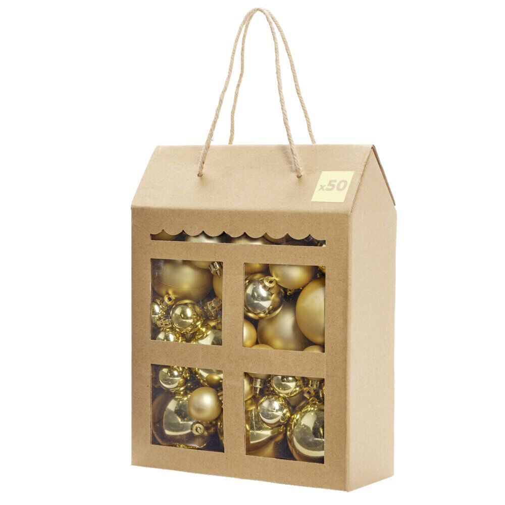Boule de No&euml;l blanche et dorée x50