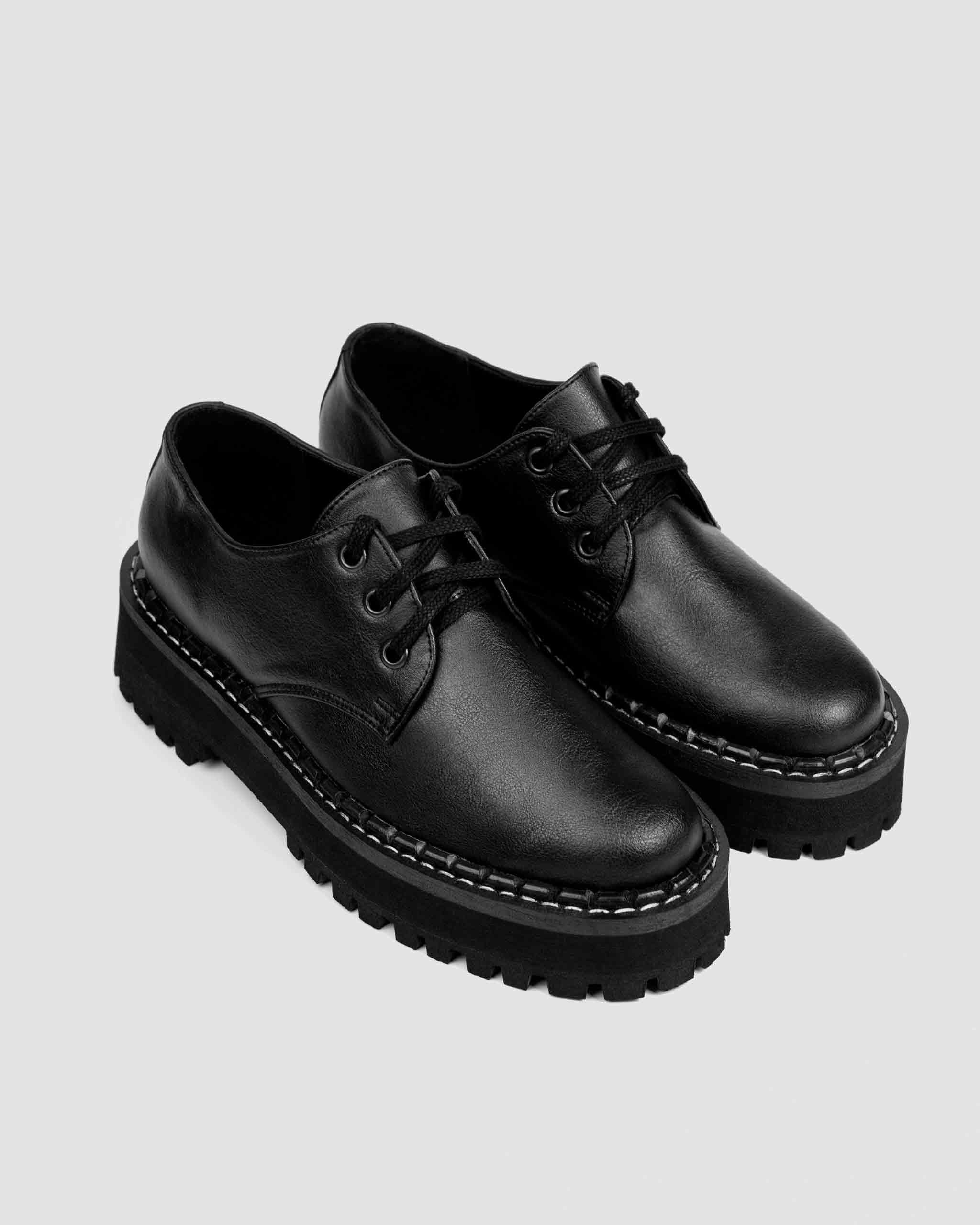 BOHEMA - Chunky Derbs Buty Czarne, ze skóry roślinnej, męskie