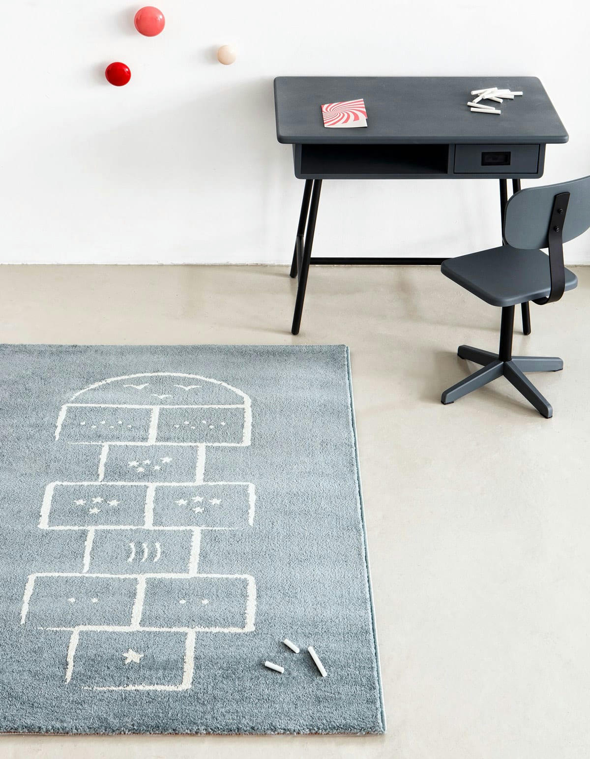 HOPSCOTCH - Tapis enfant jeu de marelle bleu 100x150, OEKO-TEX®