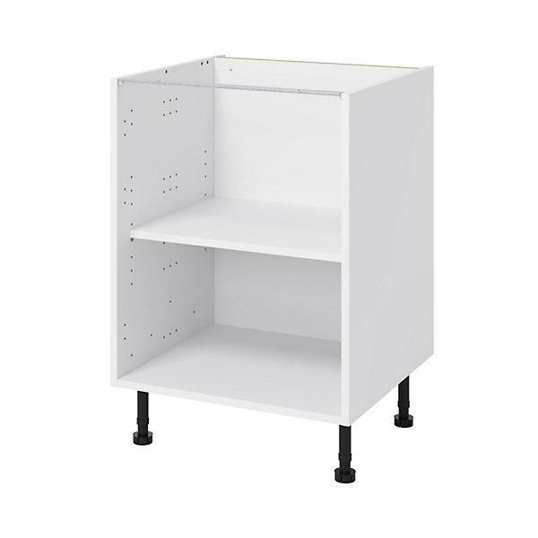Meuble bas de cuisine avec 1 tiroir et 2 casseroliers GoodHome Stevia blanc brillant L. 60 x H. 72 cm