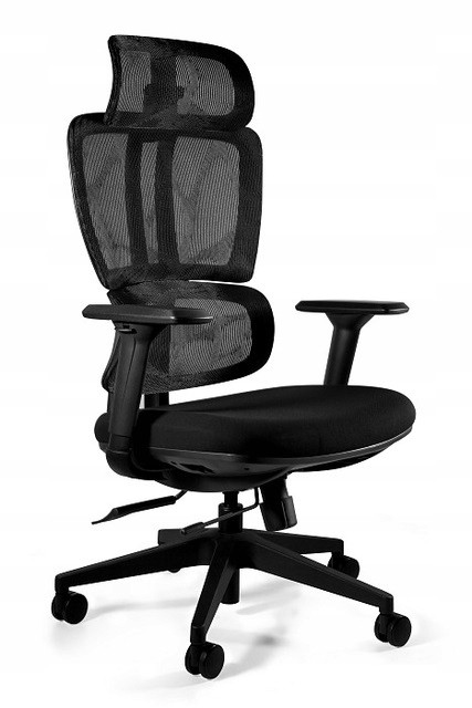 Ergonomiczny fotel biurowy DEAL 023H-1 czarny tkanina/siatka
