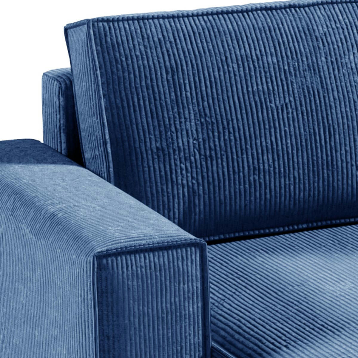 - Canapé en u 5 places velours côtelé bleu