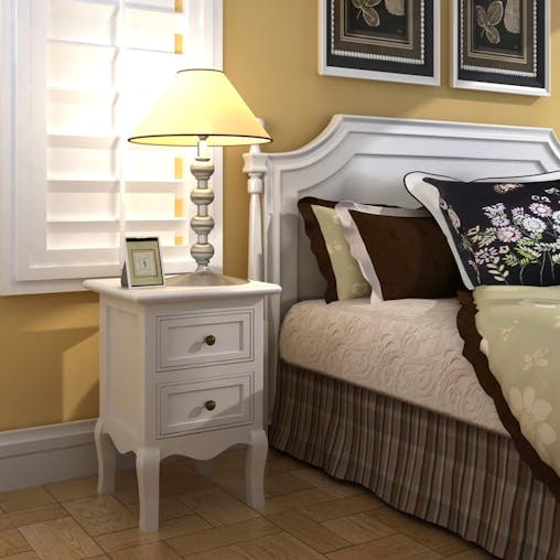 NNEVL Nightstand with 2 Drawers MDF White