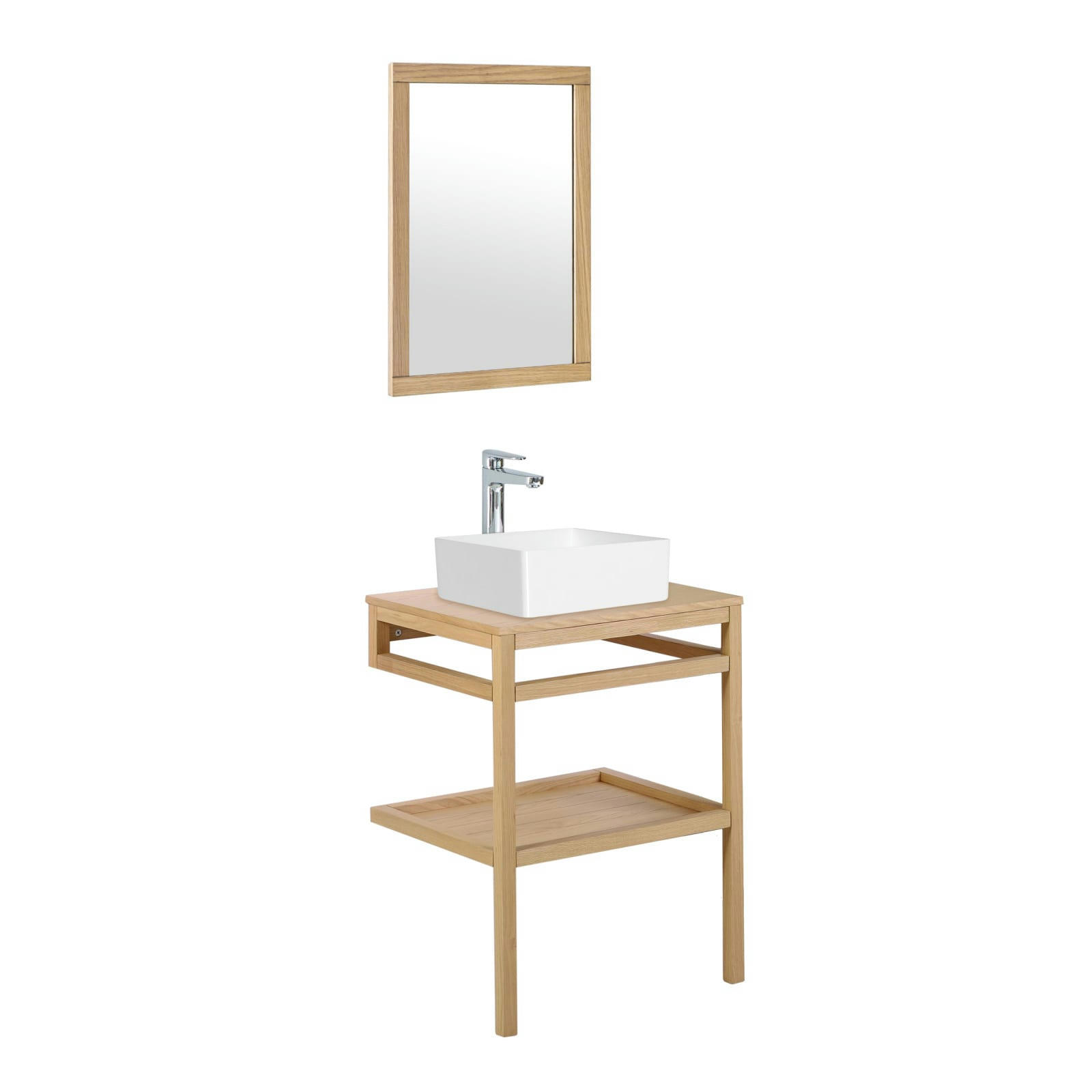 HOPP - Meuble de salle de bain 60 cm HOPP avec miroir et vasque carrée