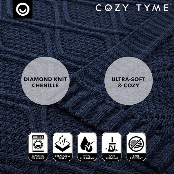 Jacquelyn Chenille Diamond Cable Polyester Knit Throw