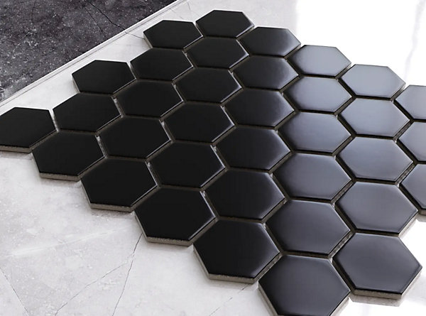Mosaïque sur résille pour salle de bain et cuisine en céramique 29.7 cm x 26.2 cm - Black honey