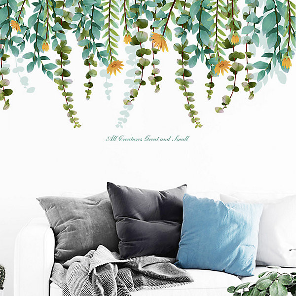 Autocollant Mural,Stickers Fenetre pour la Vigne Floral Stickers Muraux Plantes Vertes Stickers pour Verre pour Salon,Chambre,Bain