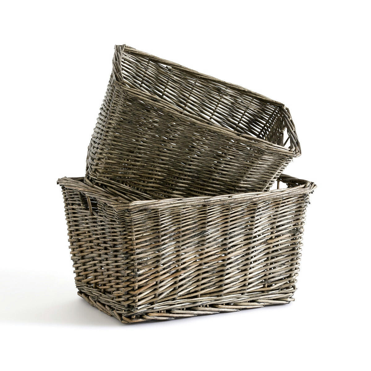 Lot de 2 paniers gigognes, rotin tressé, Semra