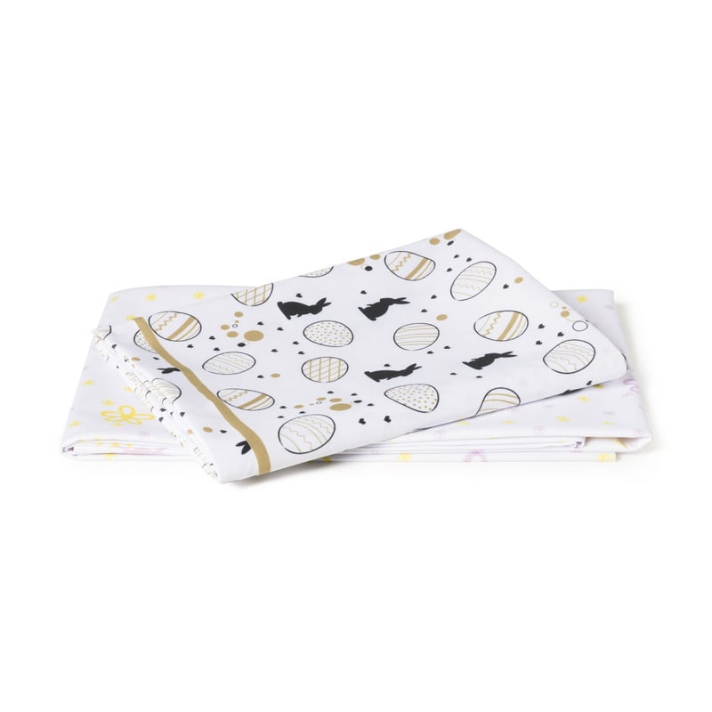 Tafelkleed paashaas - wit/goud/zwart - papier - 138x220 cm