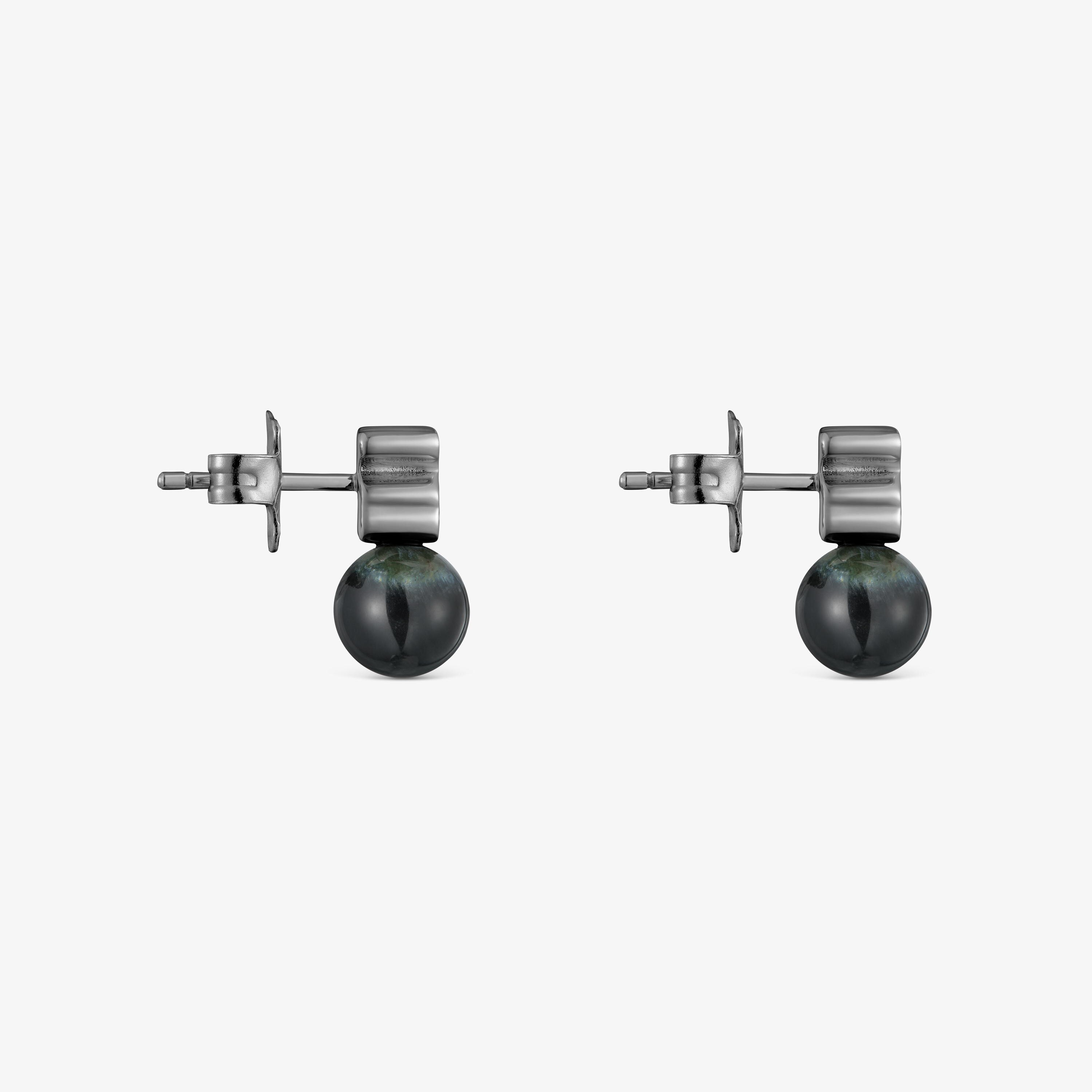Pendientes de plata dark silver y ojo de halcón Icon Mesh