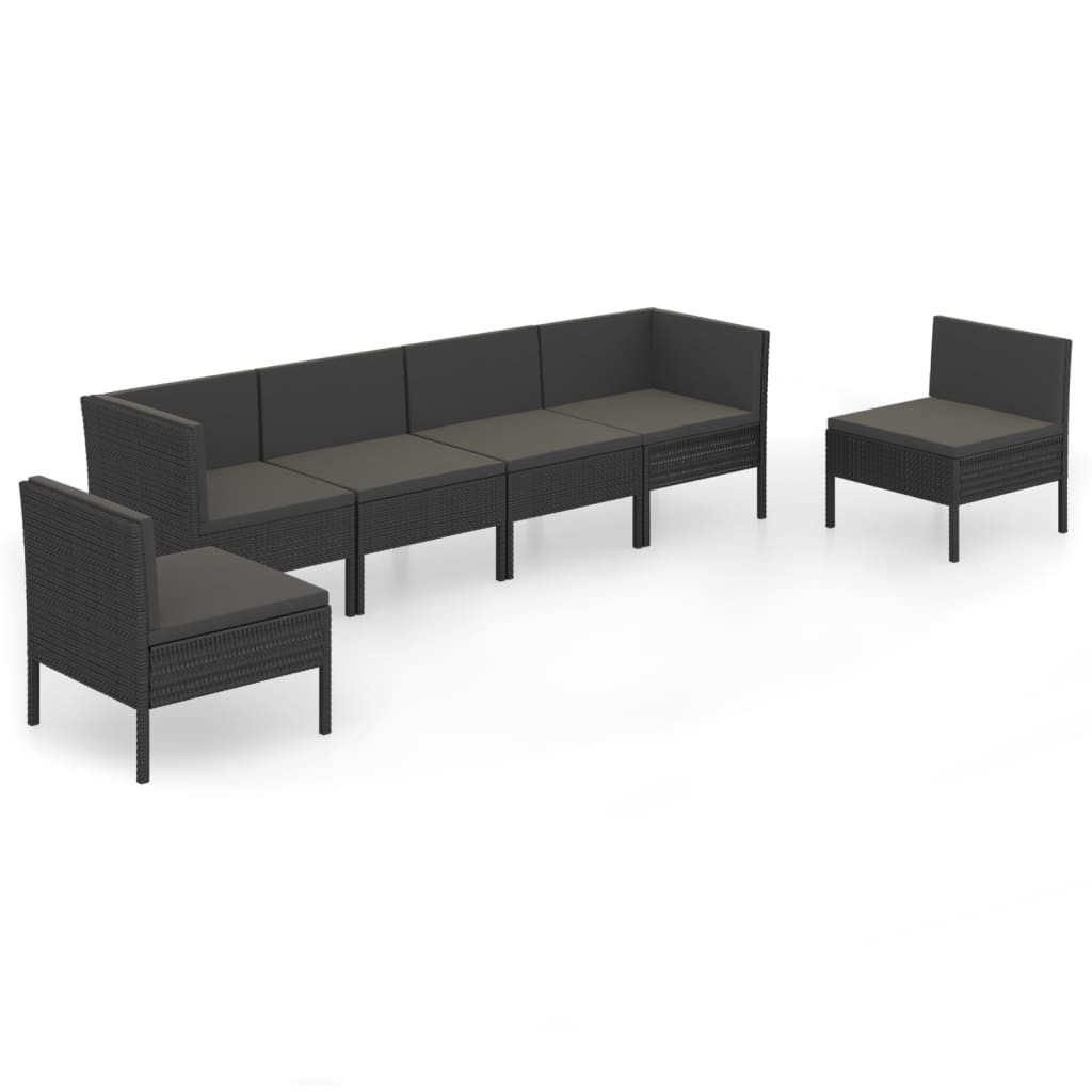 Zestaw wypoczynkowy do ogrodu Czarny Technorattan 2x narożna   4x sofa