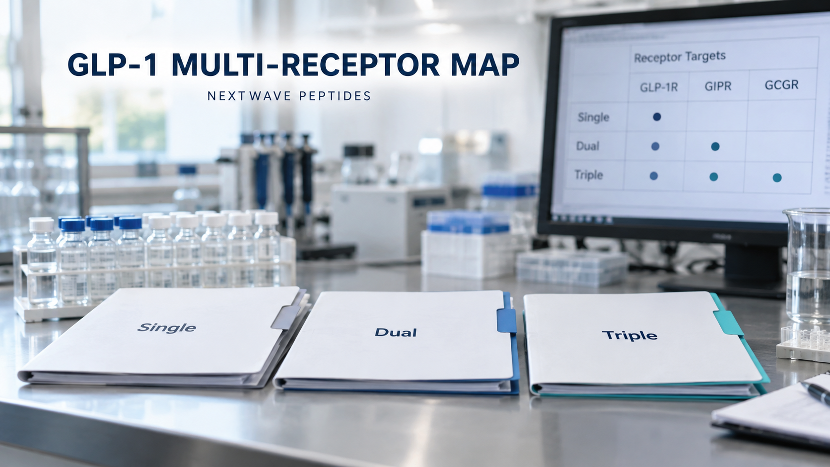 NextWave Peptides laboratory editorial cover for GLP-1 and Multi-Receptor Research Materials: A Comparison Map.